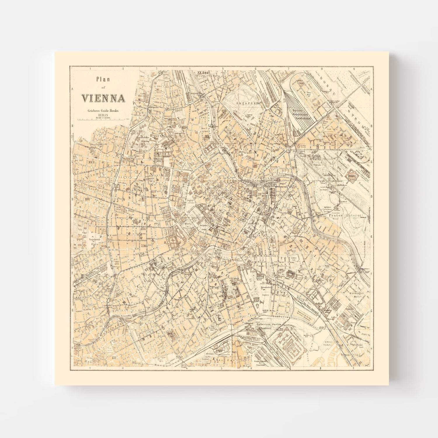 Vintage Map of Vienna, Austria 1923
