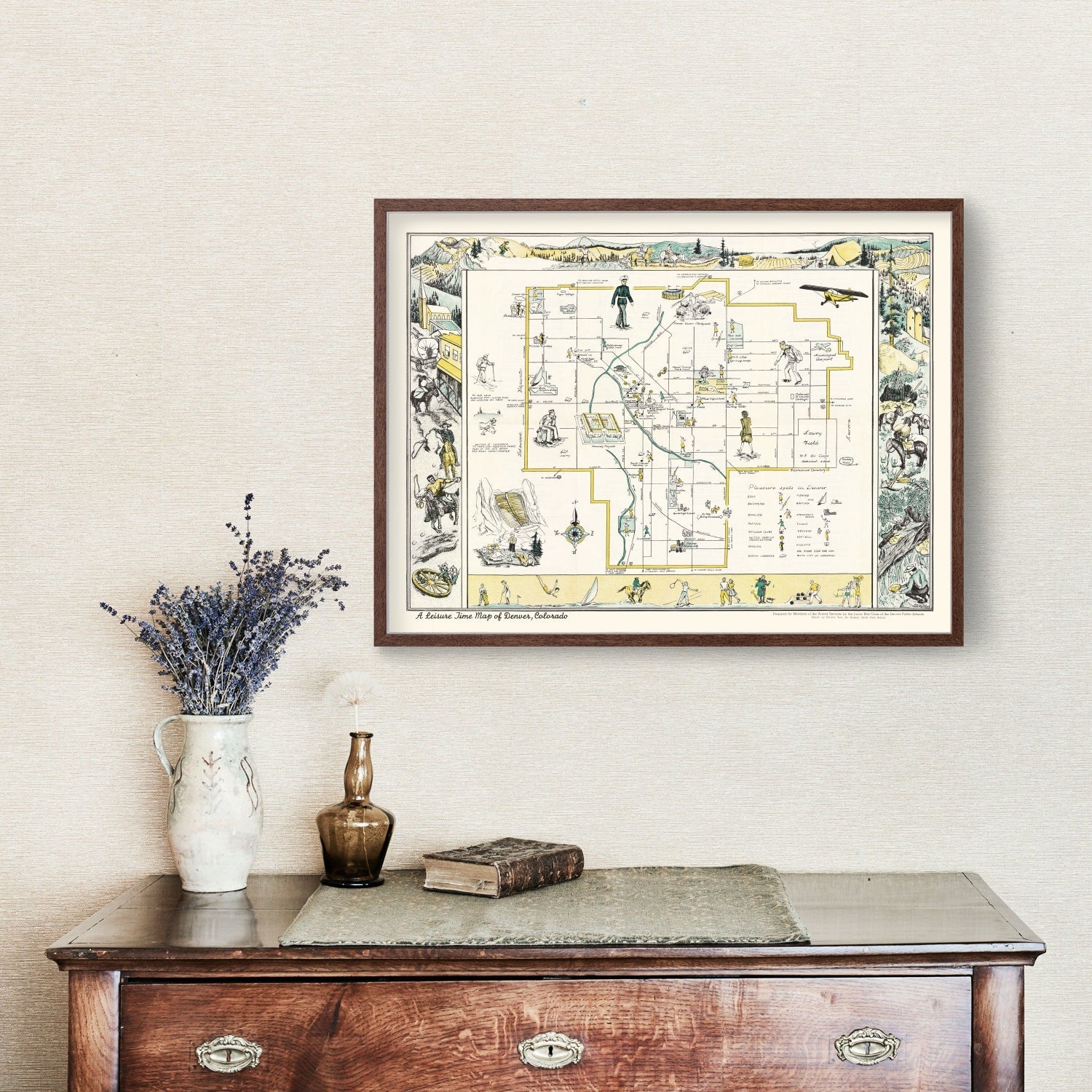 Vintage Map of Denver, Colorado 1945