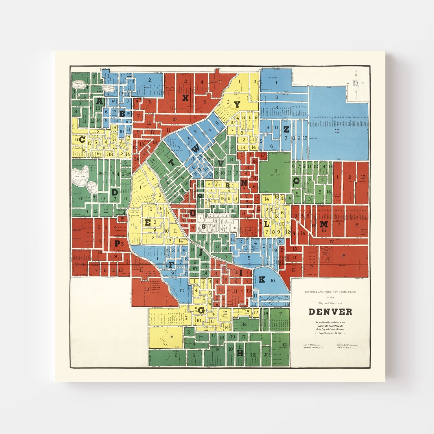 Vintage Map of Denver, Colorado 1941