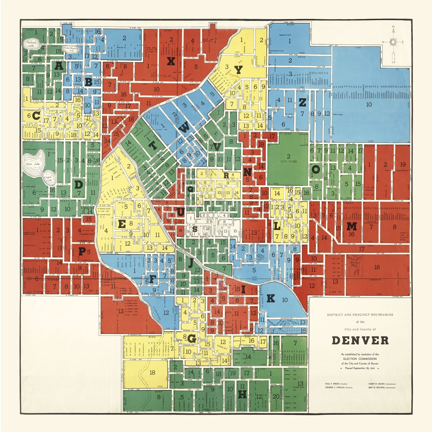 Vintage Map of Denver, Colorado 1941