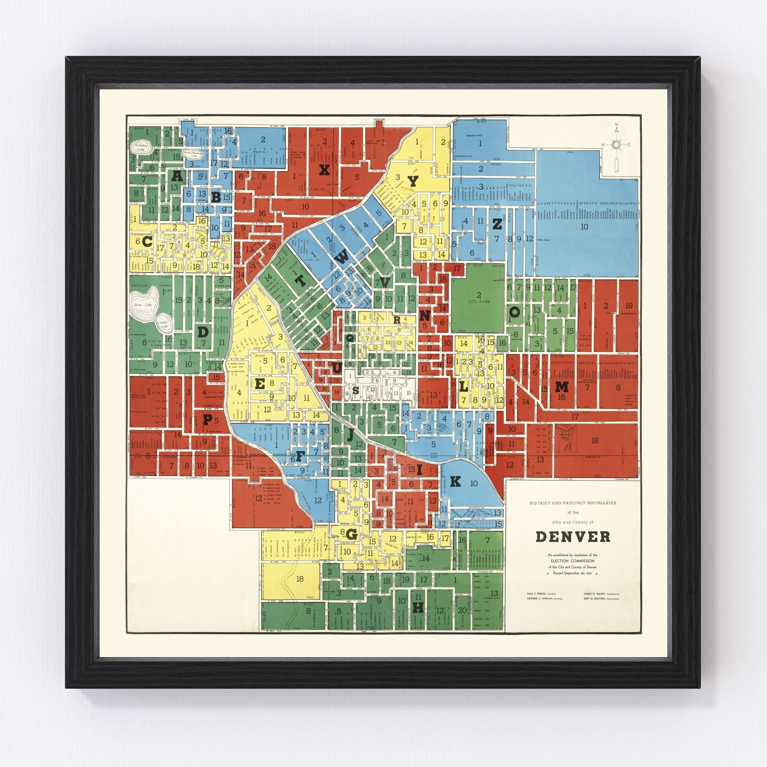 Vintage Map of Denver, Colorado 1941