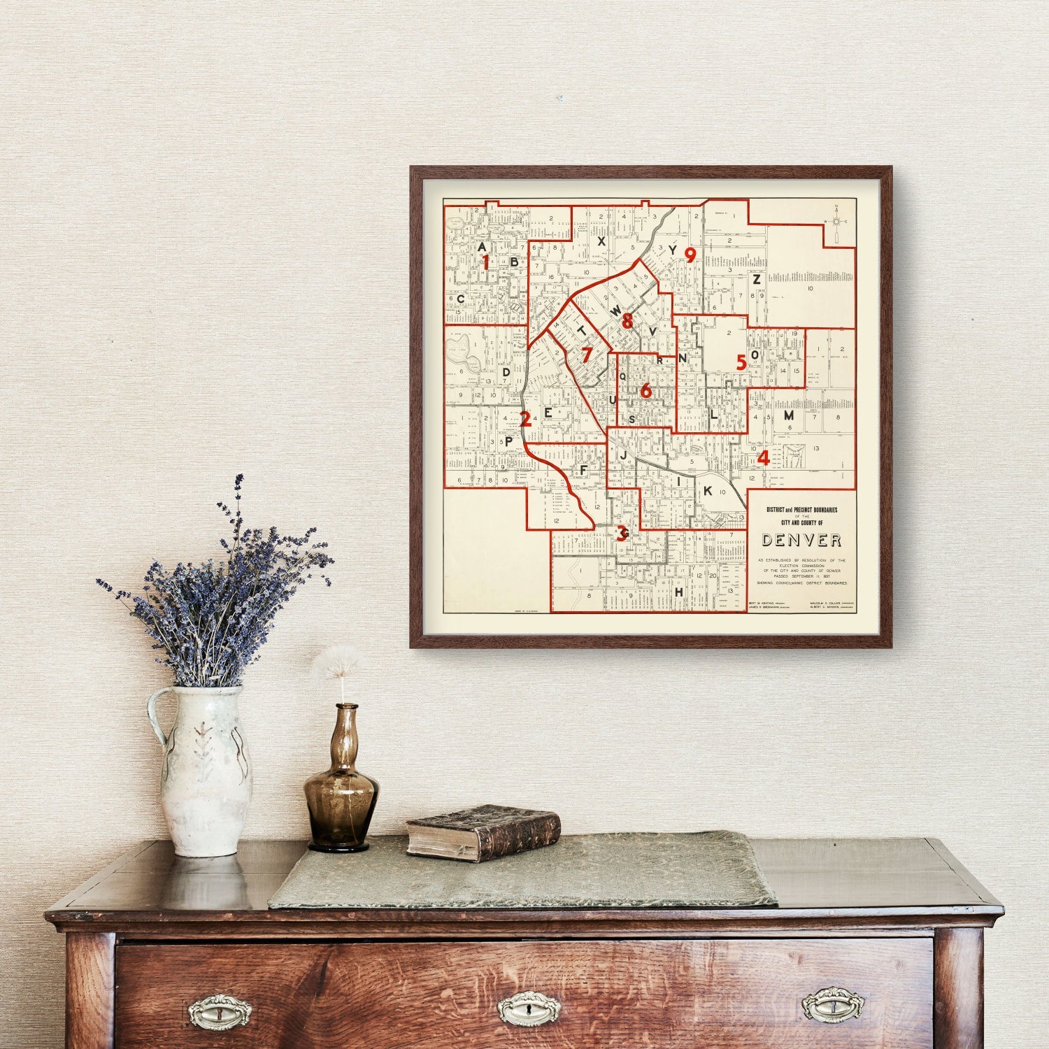 Vintage Map of Denver County, Colorado 1937