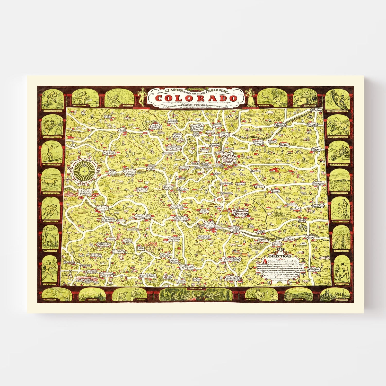 Vintage Map of Colorado 1930