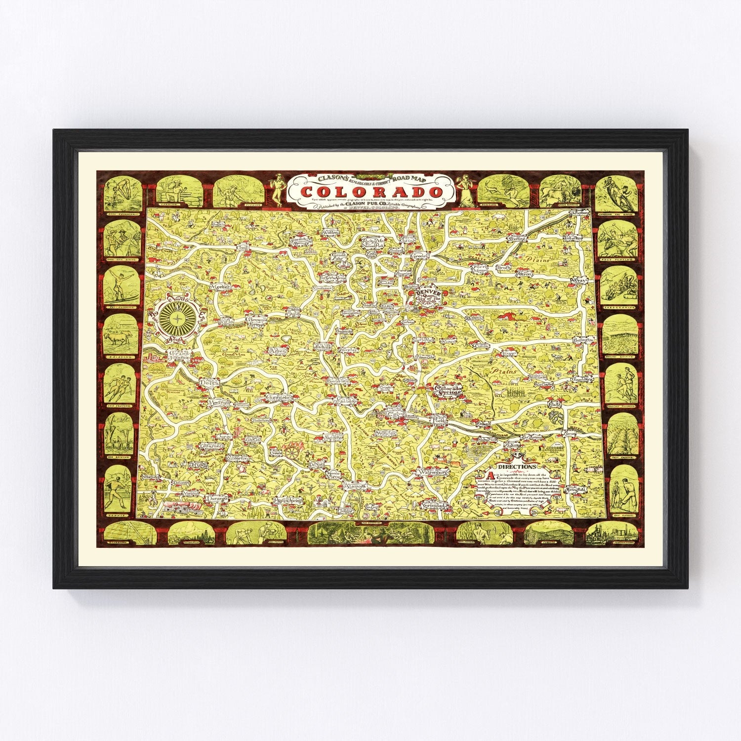 Vintage Map of Colorado 1930