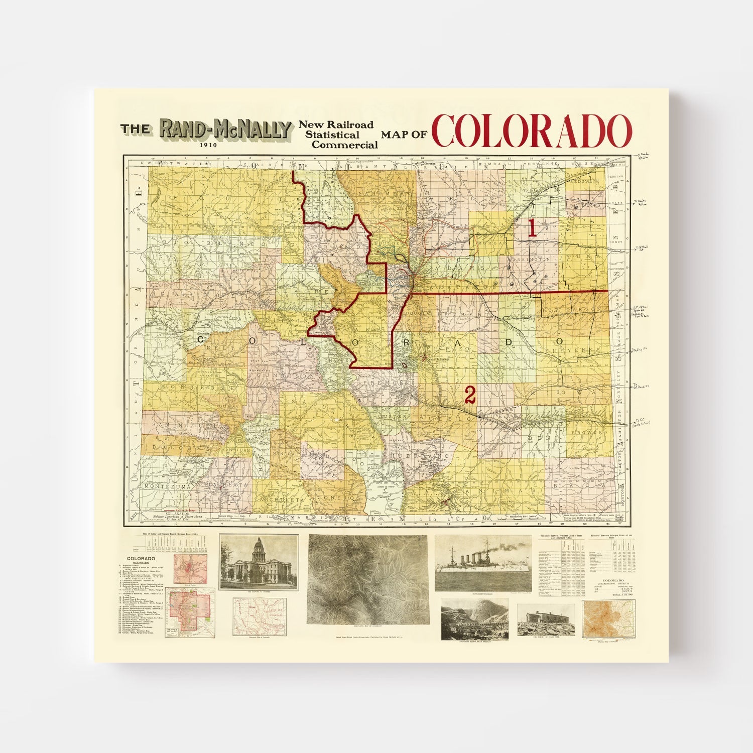 Vintage Map of Colorado 1910
