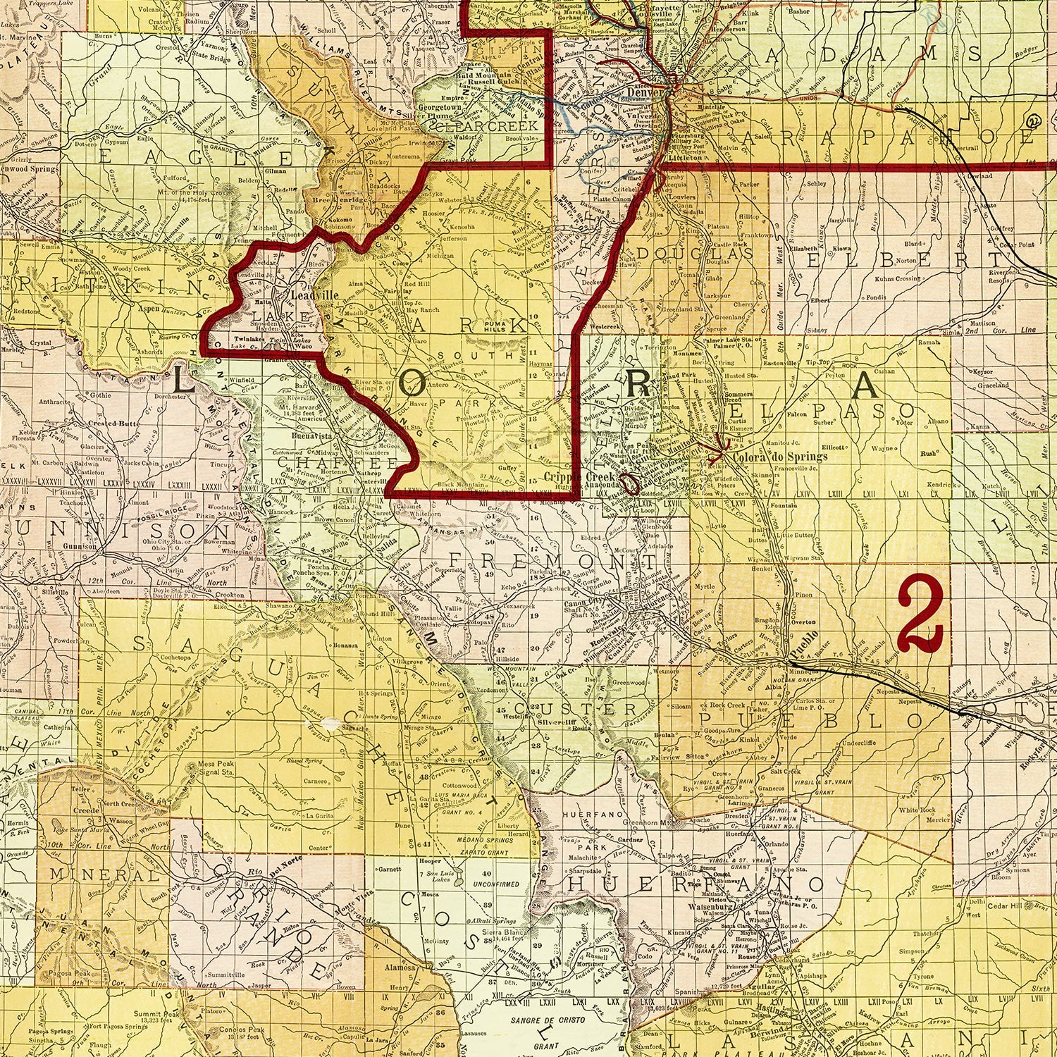 Vintage Map of Colorado 1910