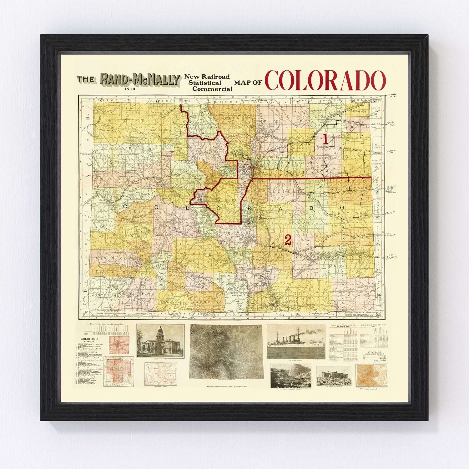 Vintage Map of Colorado 1910