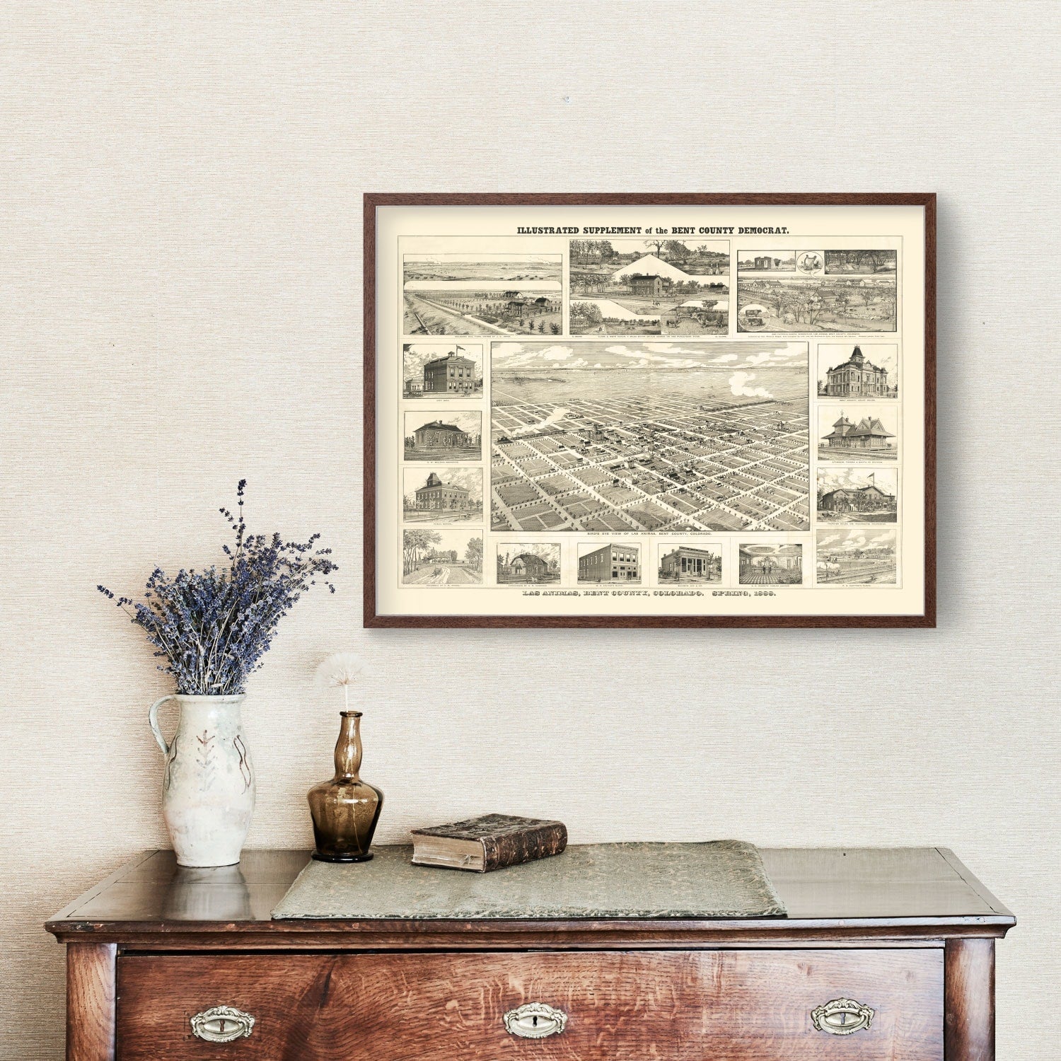 Vintage Map of Las Animas, Colorado 1888