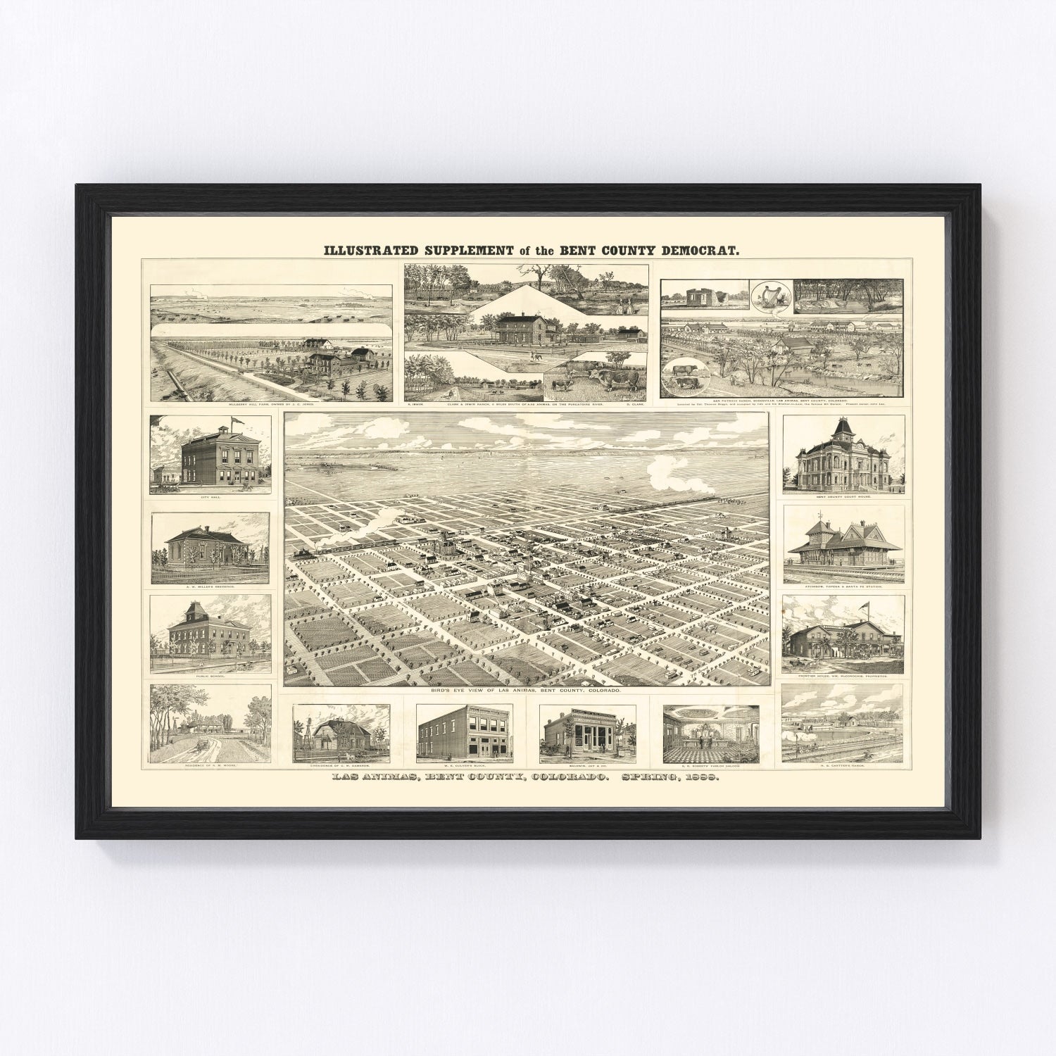 Vintage Map of Las Animas, Colorado 1888