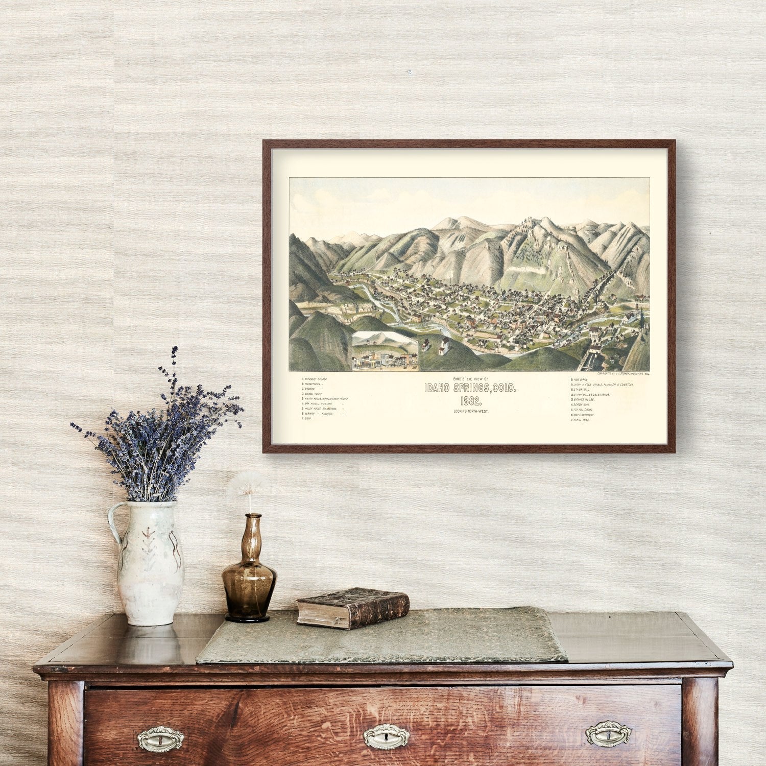 Vintage Map of Idaho Springs, Colorado 1882