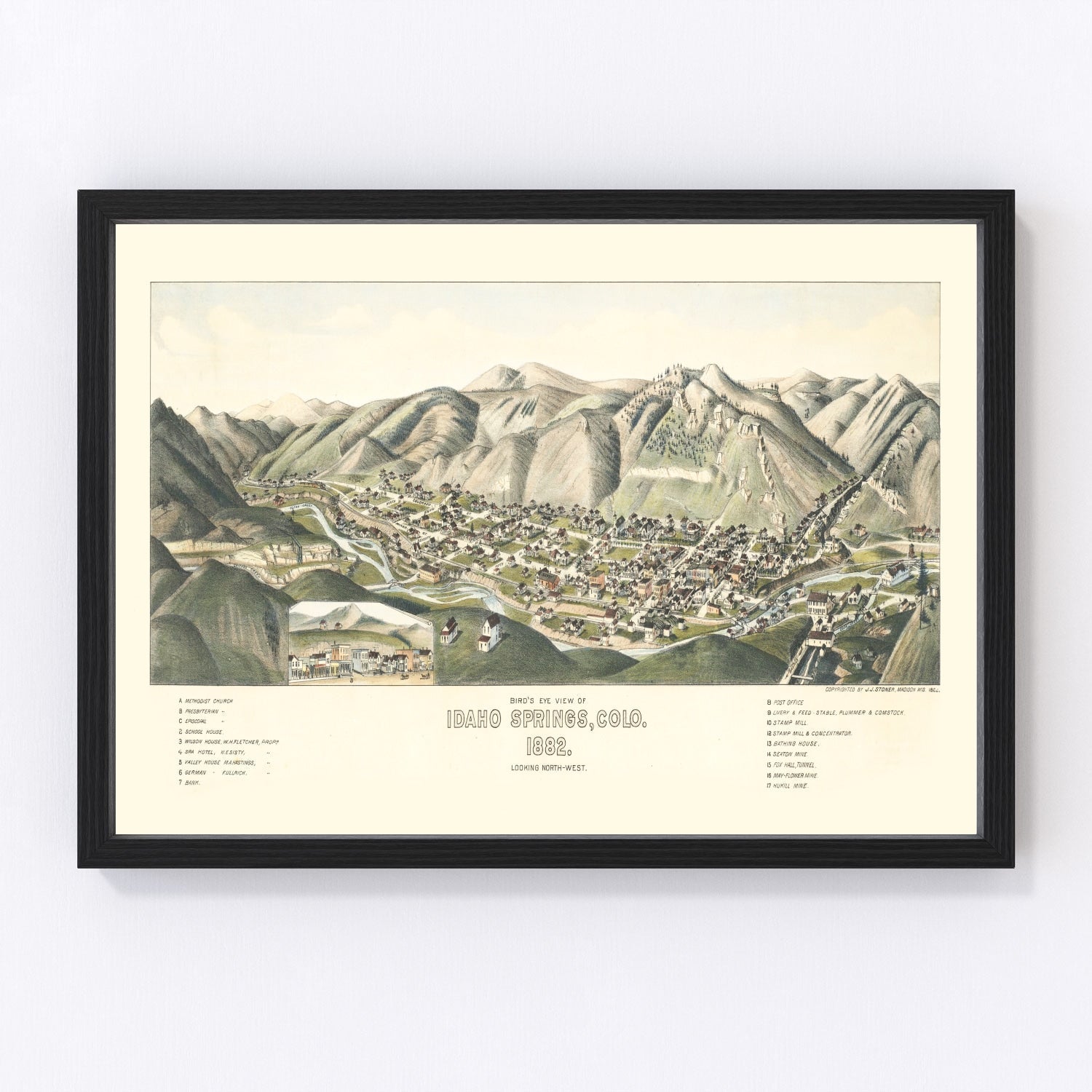 Vintage Map of Idaho Springs, Colorado 1882
