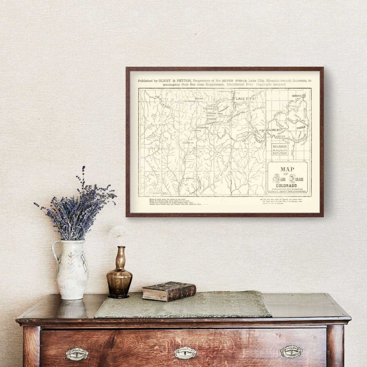 Vintage Map of San Juan, Colorado 1877