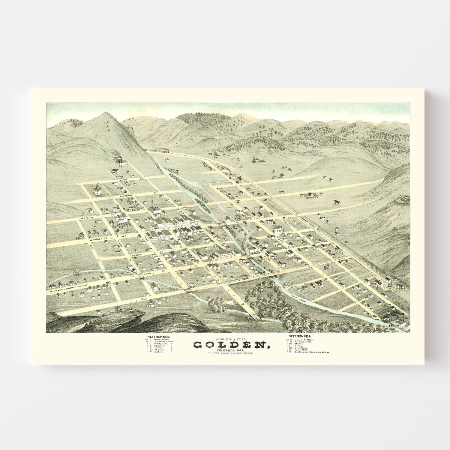 Vintage Map of Golden, Colorado 1873