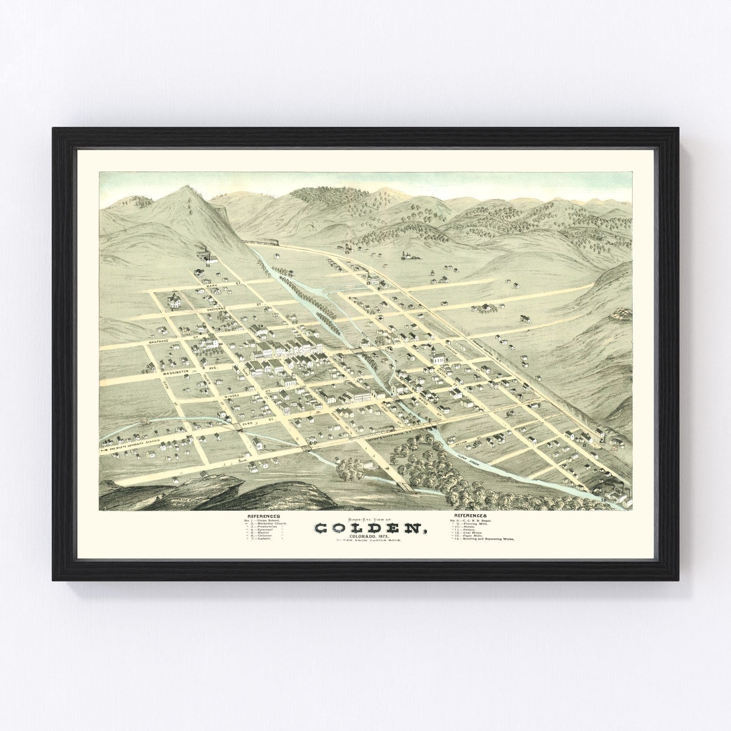 Vintage Map of Golden, Colorado 1873