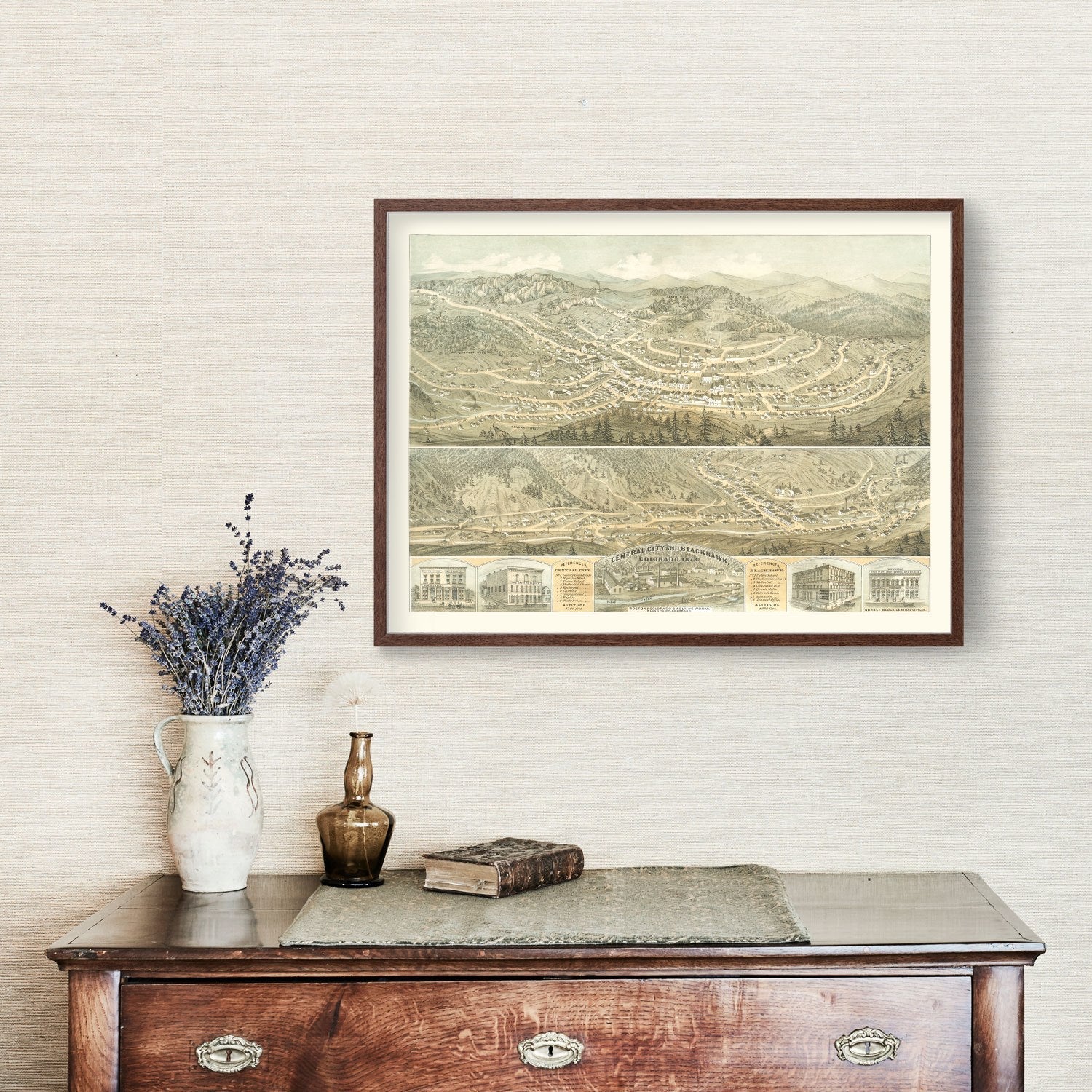 Vintage Map of Central City & Blackhawk, Colorado 1873