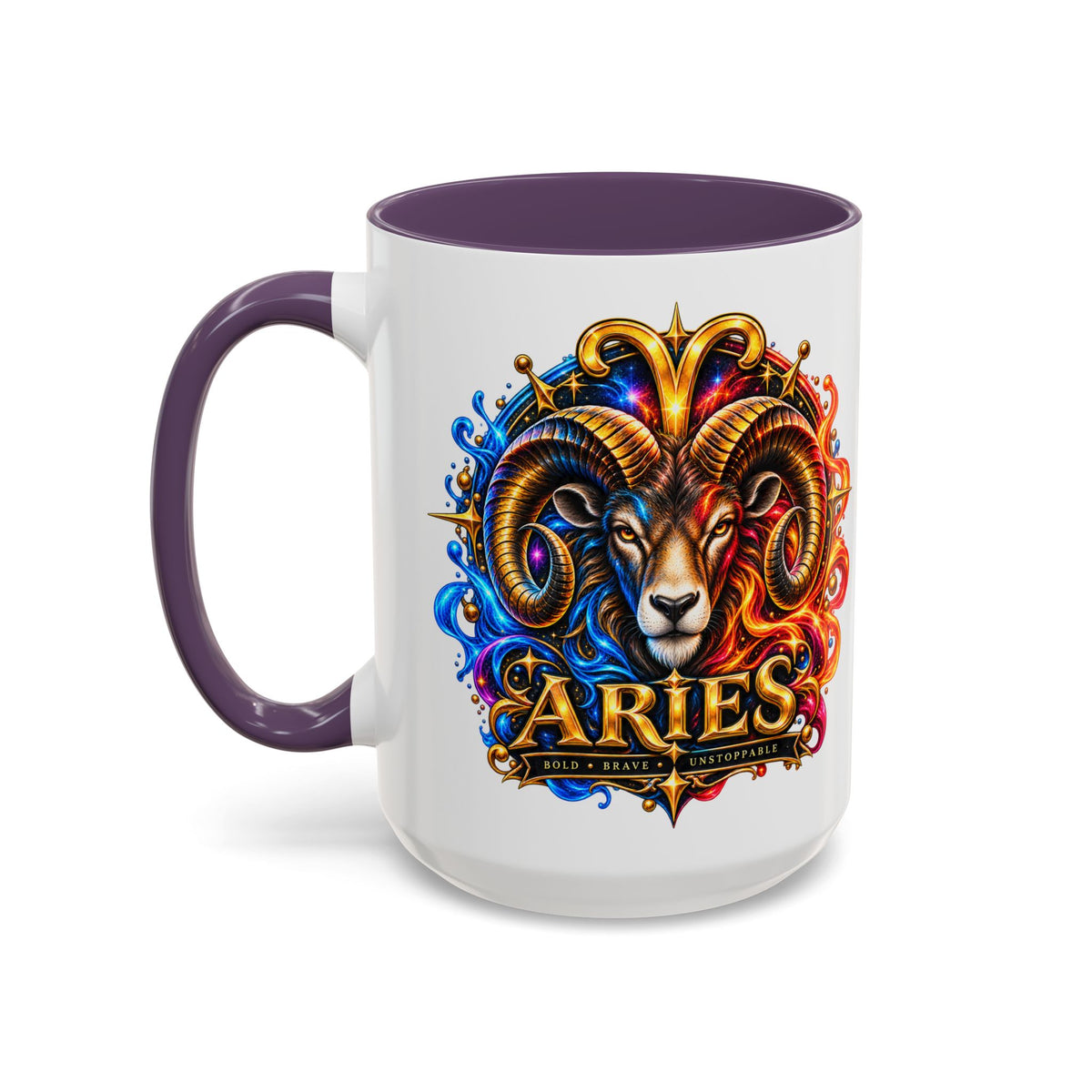 Aries Zodiac Coffee Mug — Colorful Ram Astrology Accent Mug (11/15oz)