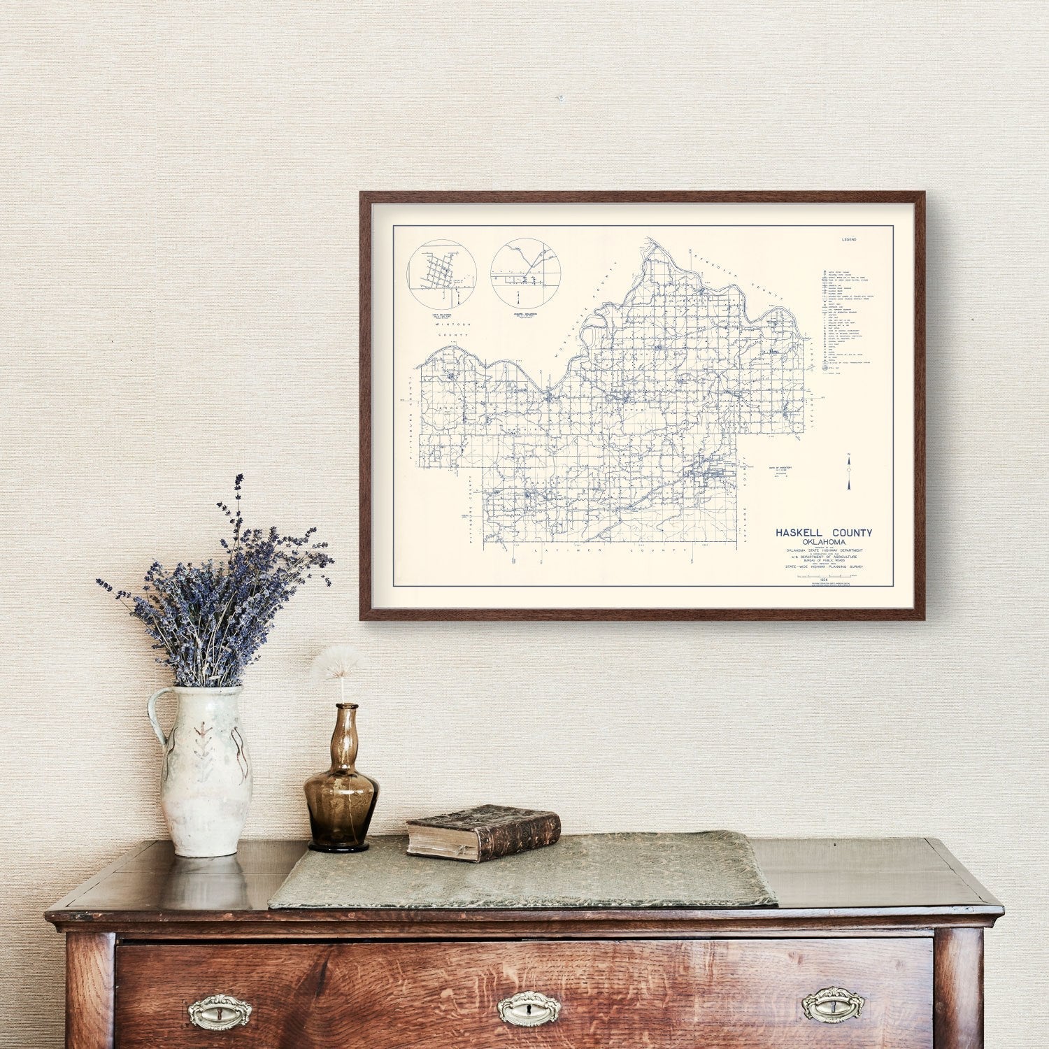 Vintage Map of Haskell County, Oklahoma 1936