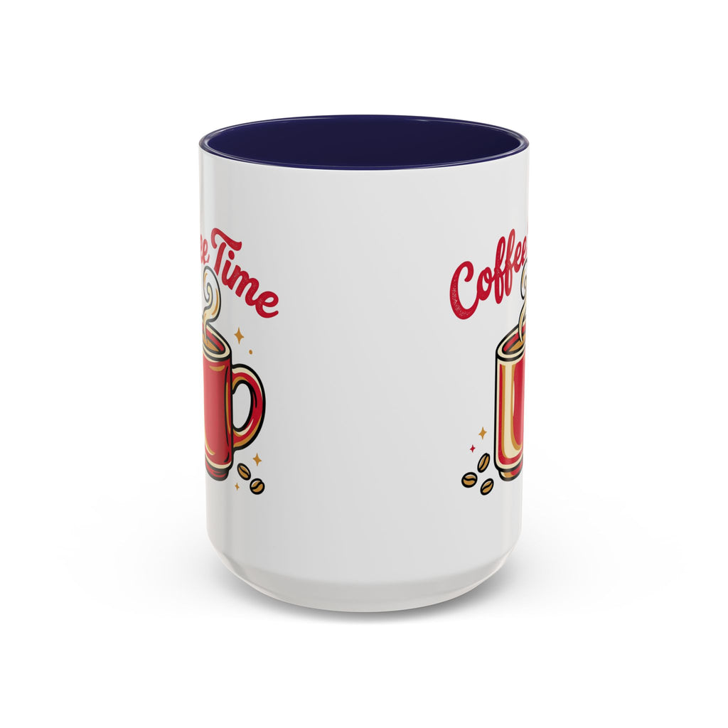 Coffee Mug - "Coffee Time" Red Accent Ceramic Mug (11/15oz)