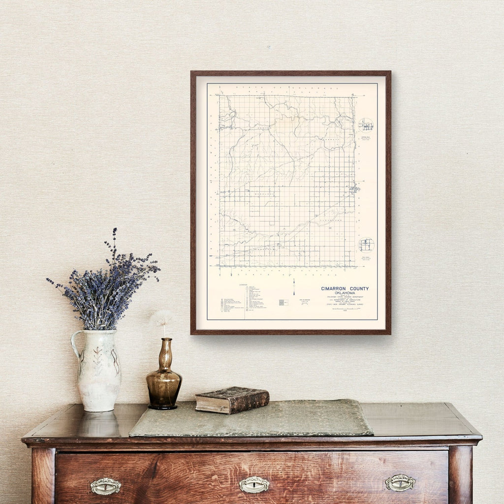 Vintage Map of Cimarron County, Oklahoma 1936