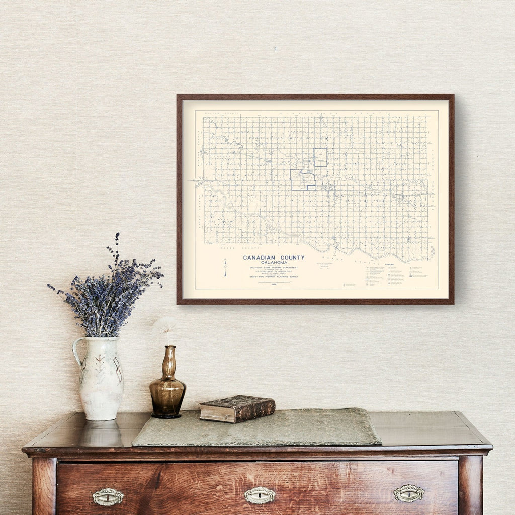 Vintage Map of Canadian County, Oklahoma 1936
