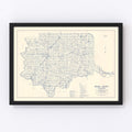 Vintage Map of Bryan County, Oklahoma 1936