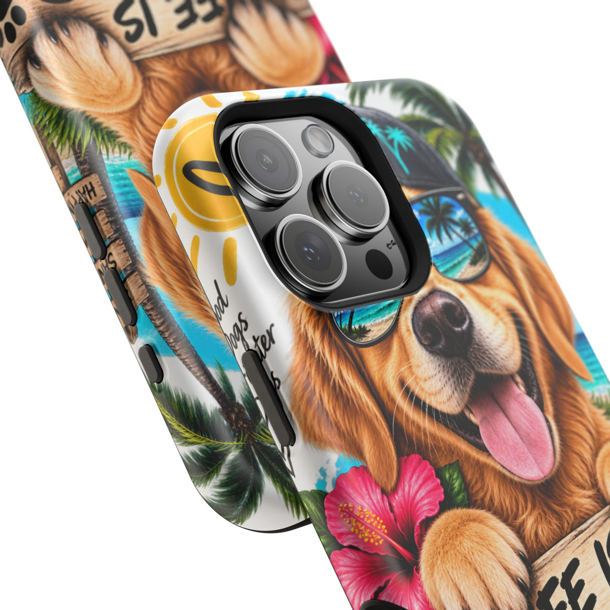 Impact-Resistant Phone Case — "Life Is Better With a Dog" Tropical Dog Design