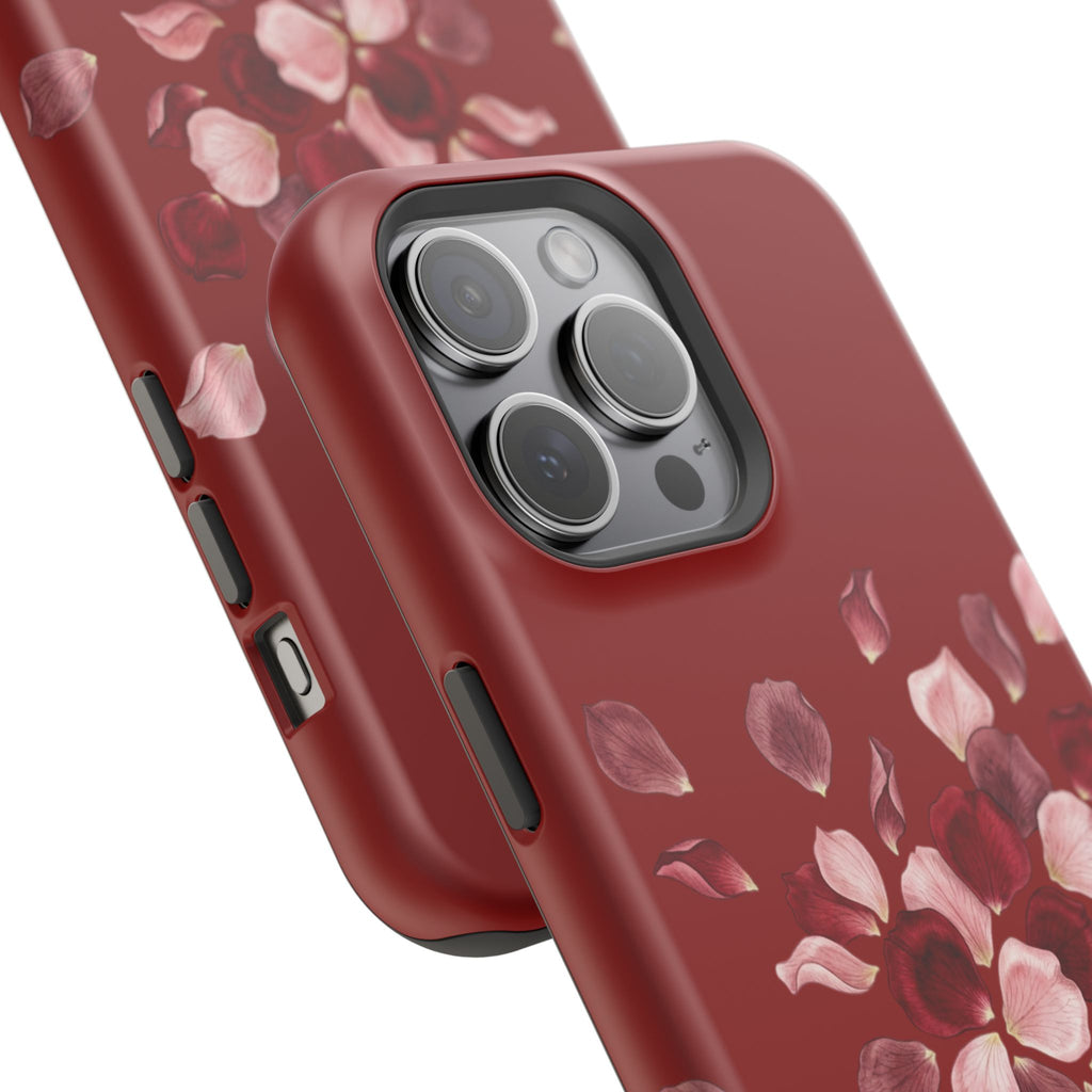 Phone Case — Red Floral Petal Magnetic Impact-Resistant Cover