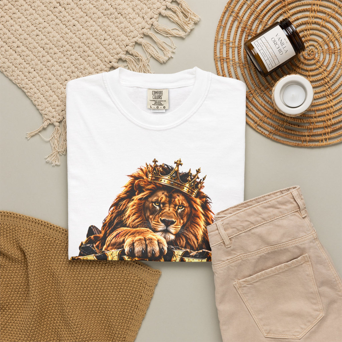 Lion Graphic T-Shirt — "Never Give Up: Great Things Take Time" Motivational Tee