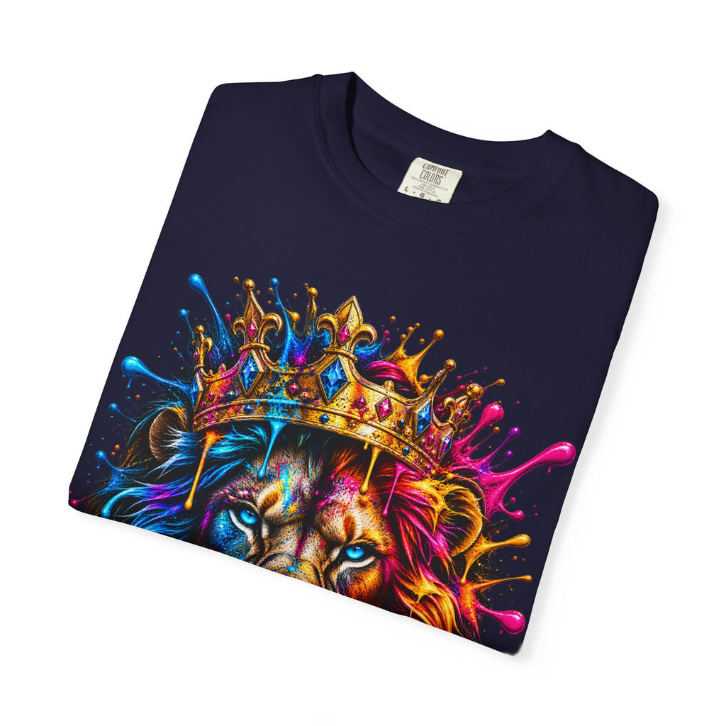 Color Splash Lion Tee — Regal Crown Graphic T-Shirt