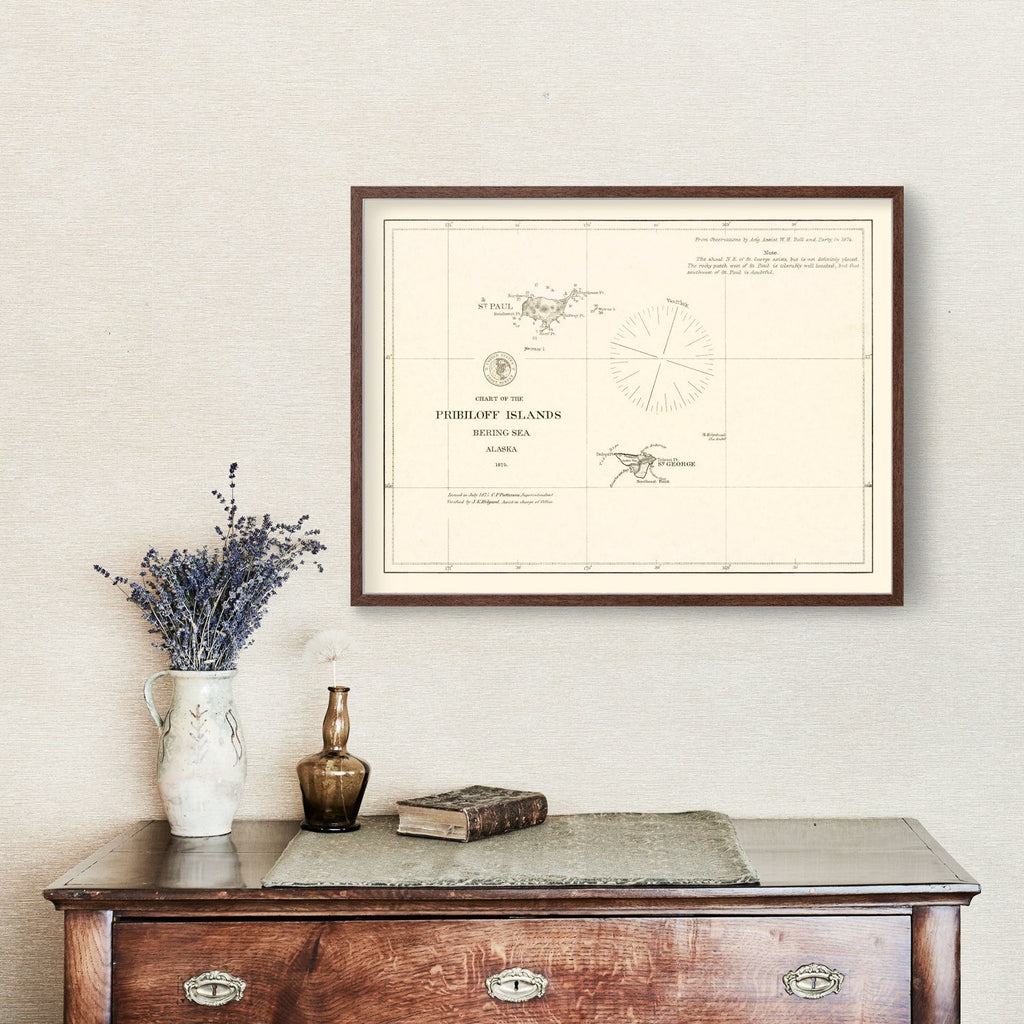 Vintage Pribiloff Islands, AK Map 1875