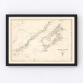 Vintage Kodiak Island, AK Map 1869