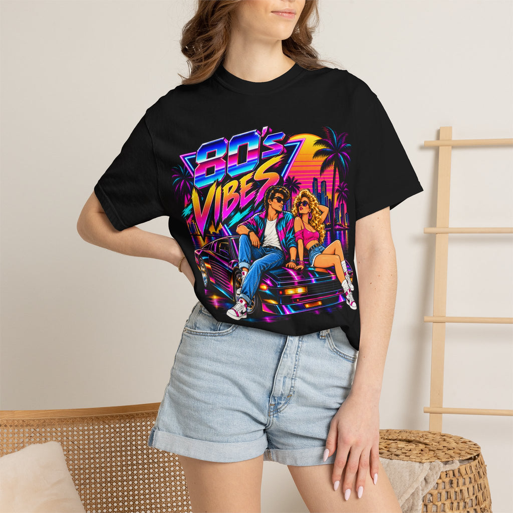 80s Vibes retro car scene T-shirt | neon palm sunset