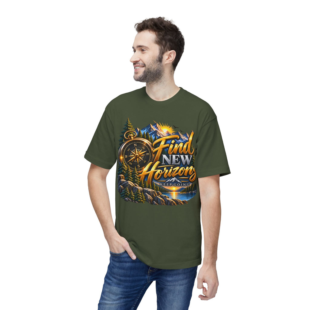 Find New Horizons T-Shirt — Adventure Compass Mountain Graphic Tee