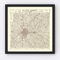 Vintage Map of Allen County, Indiana 1935