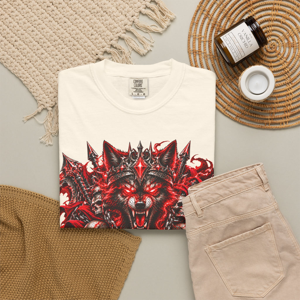 Wolf Skull T-Shirt — Red Gothic Horror Graphic Tee