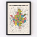 Vintage Map of Indianapolis, Indiana 1958