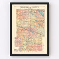 Vintage Map of Kosciusko County, Indiana 1908