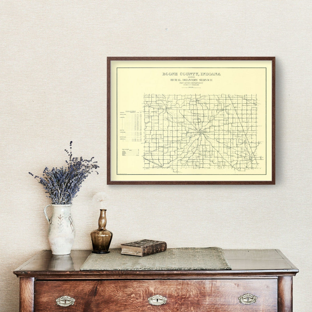 Vintage Map of Boone County, Indiana 1911