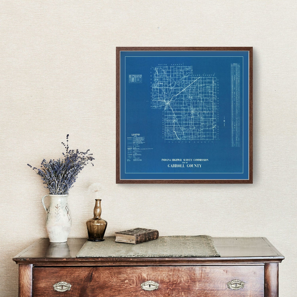 Vintage Map of Carroll County, Indiana 1936