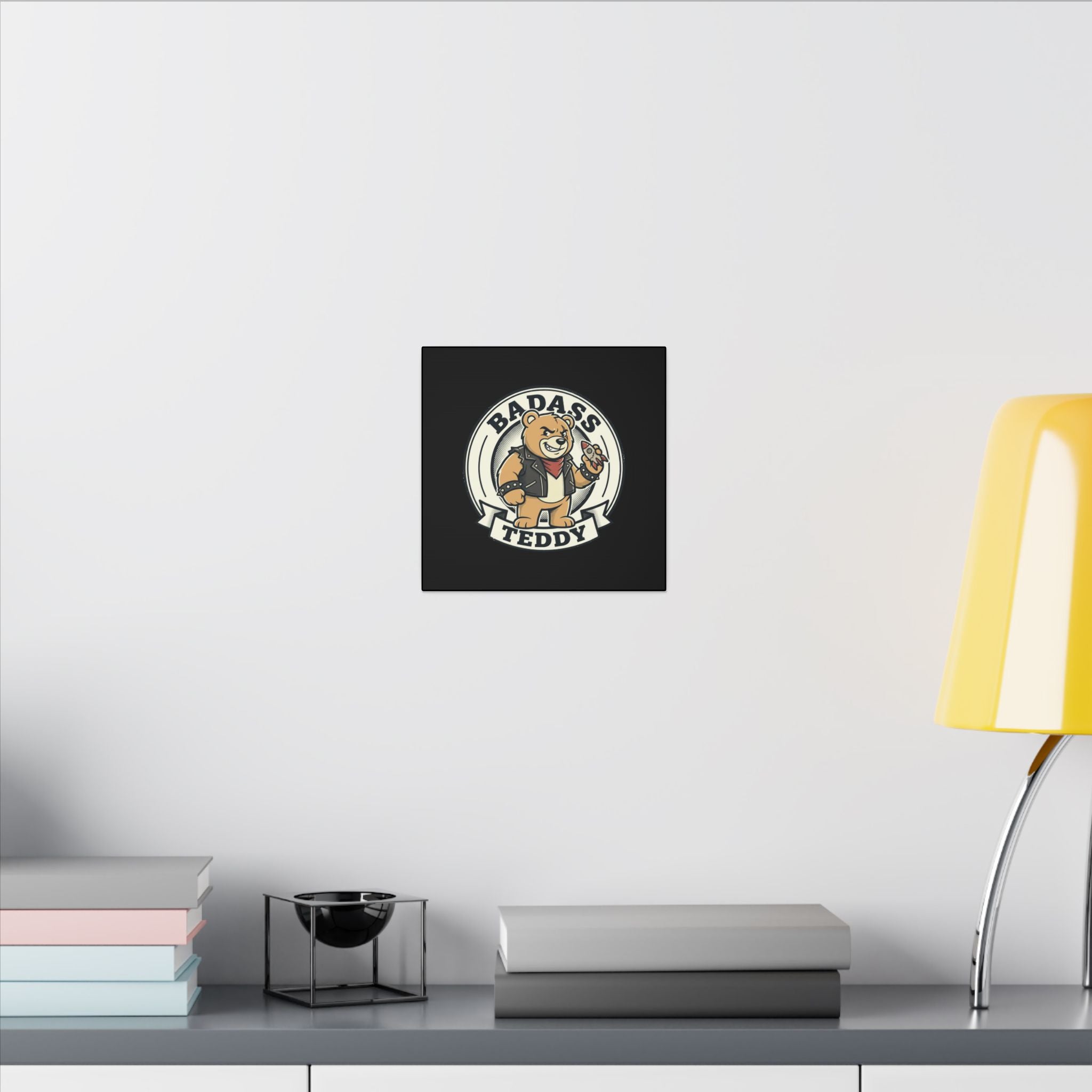 Badass Teddy Canvas Wall Art — Edgy Teddy Bear Stretched Matte Print