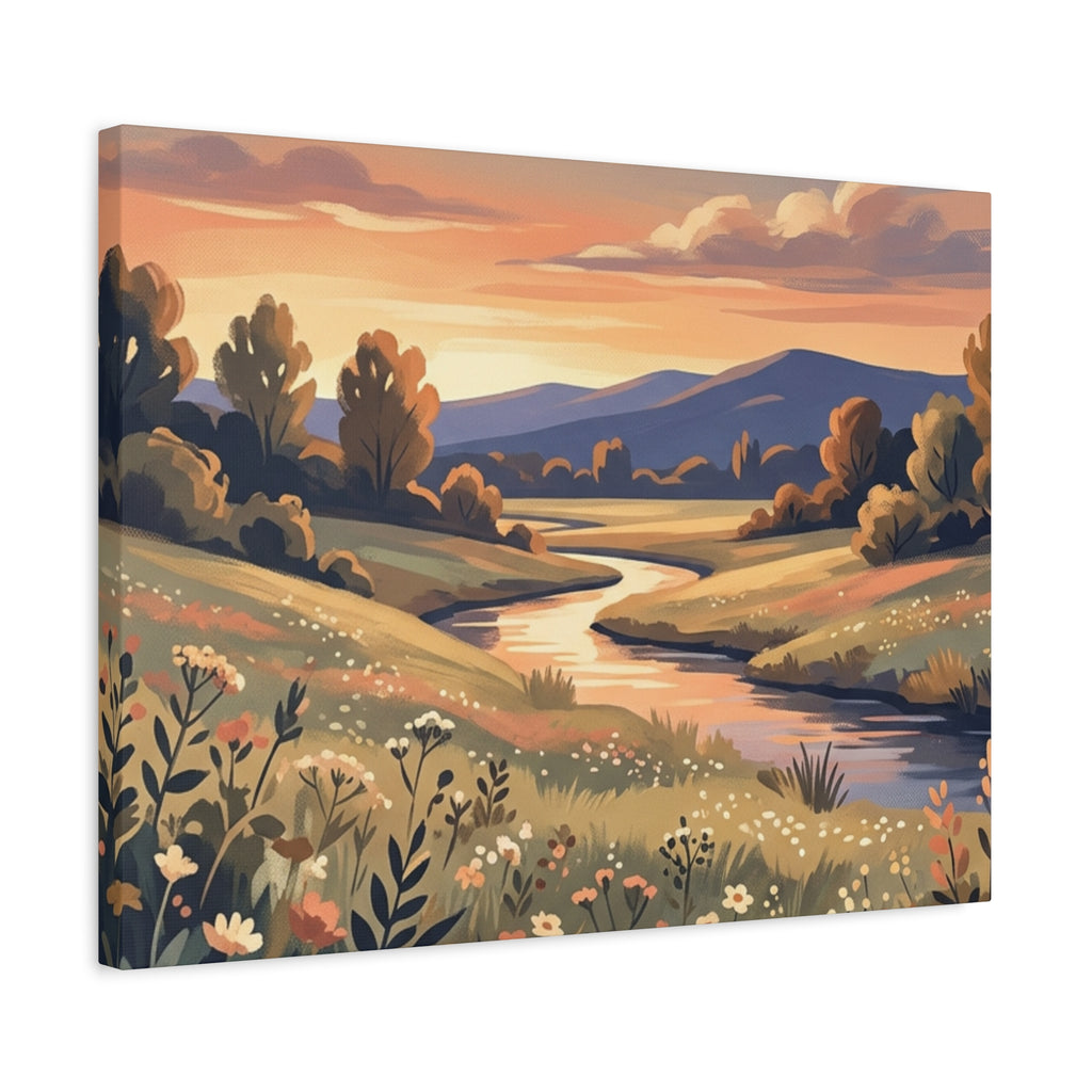 Sunset Meadow Canvas Wall Art