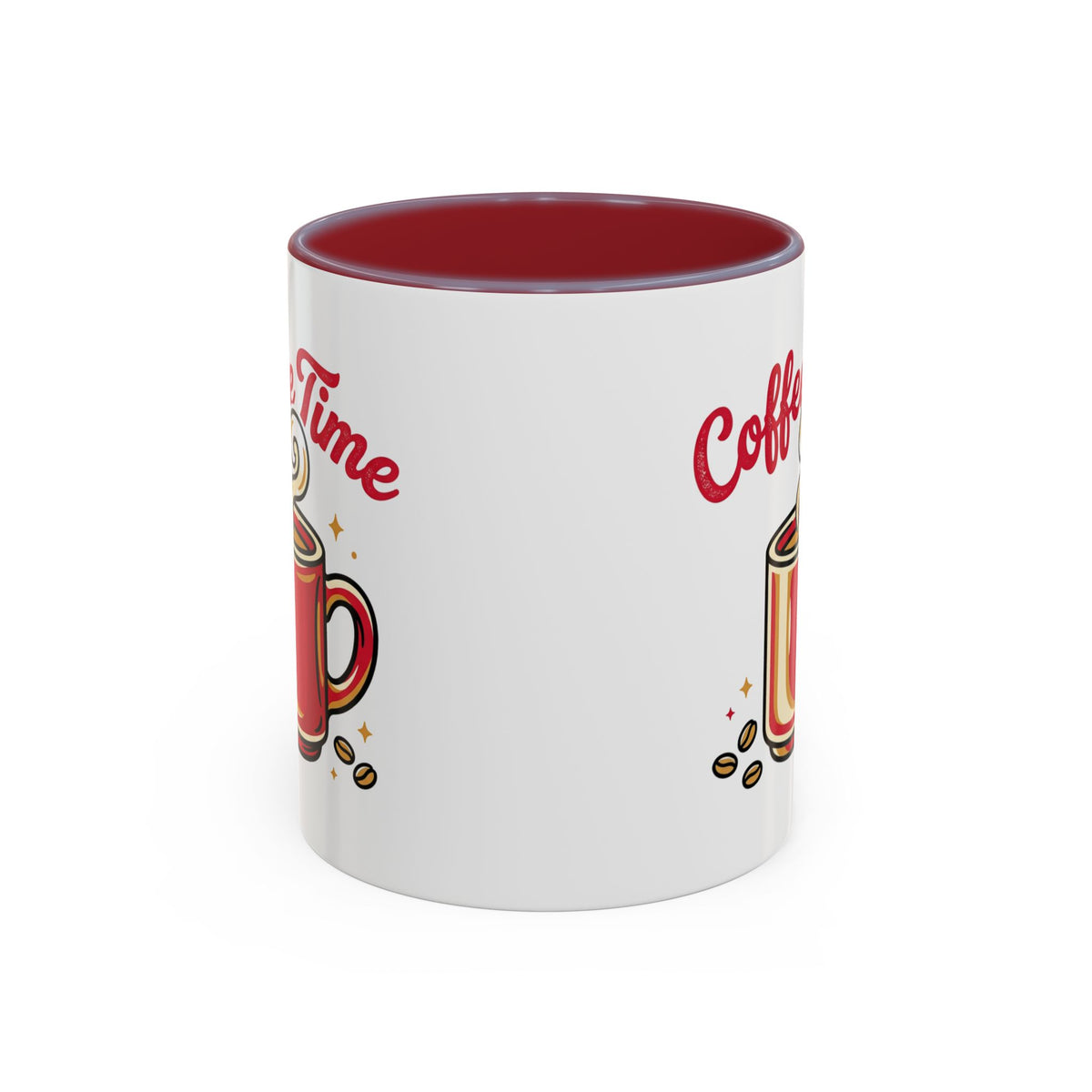 Coffee Mug - "Coffee Time" Red Accent Ceramic Mug (11/15oz)