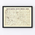 Vintage Map of Greene County, Indiana 1906