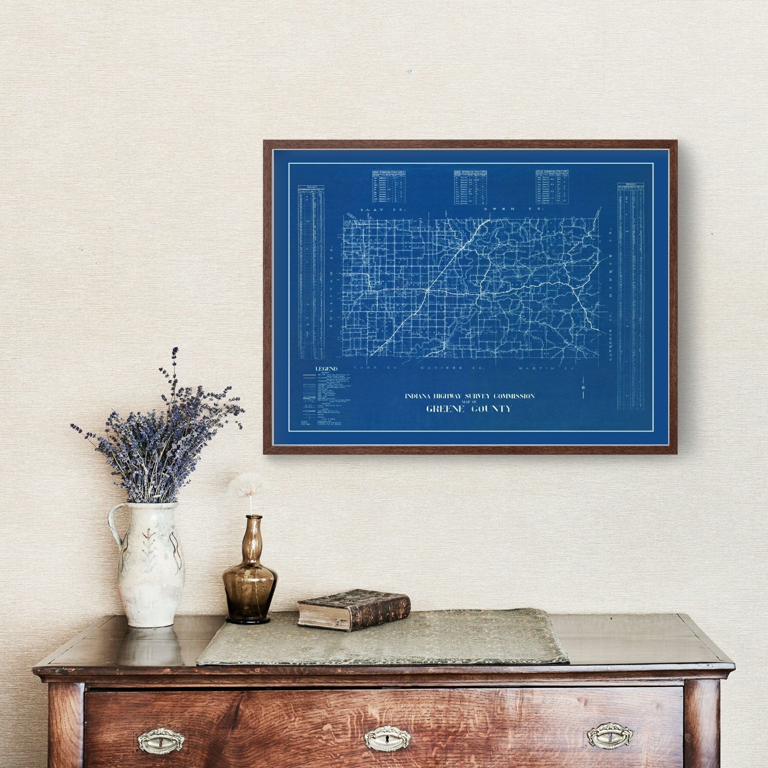 Vintage Map of Greene County, Indiana 1936