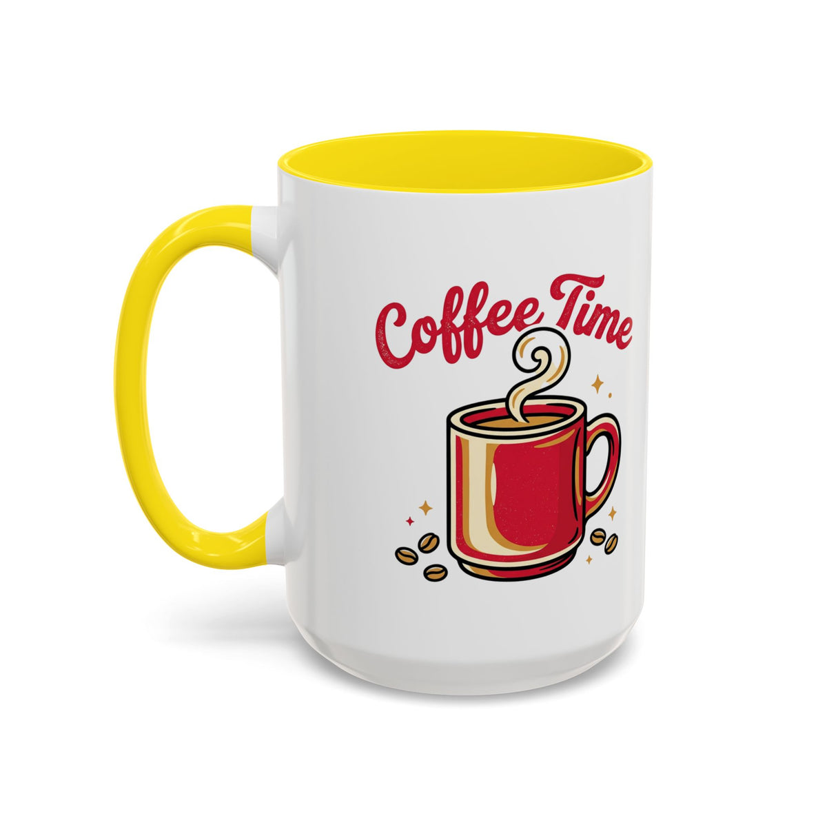 Coffee Mug - "Coffee Time" Red Accent Ceramic Mug (11/15oz)