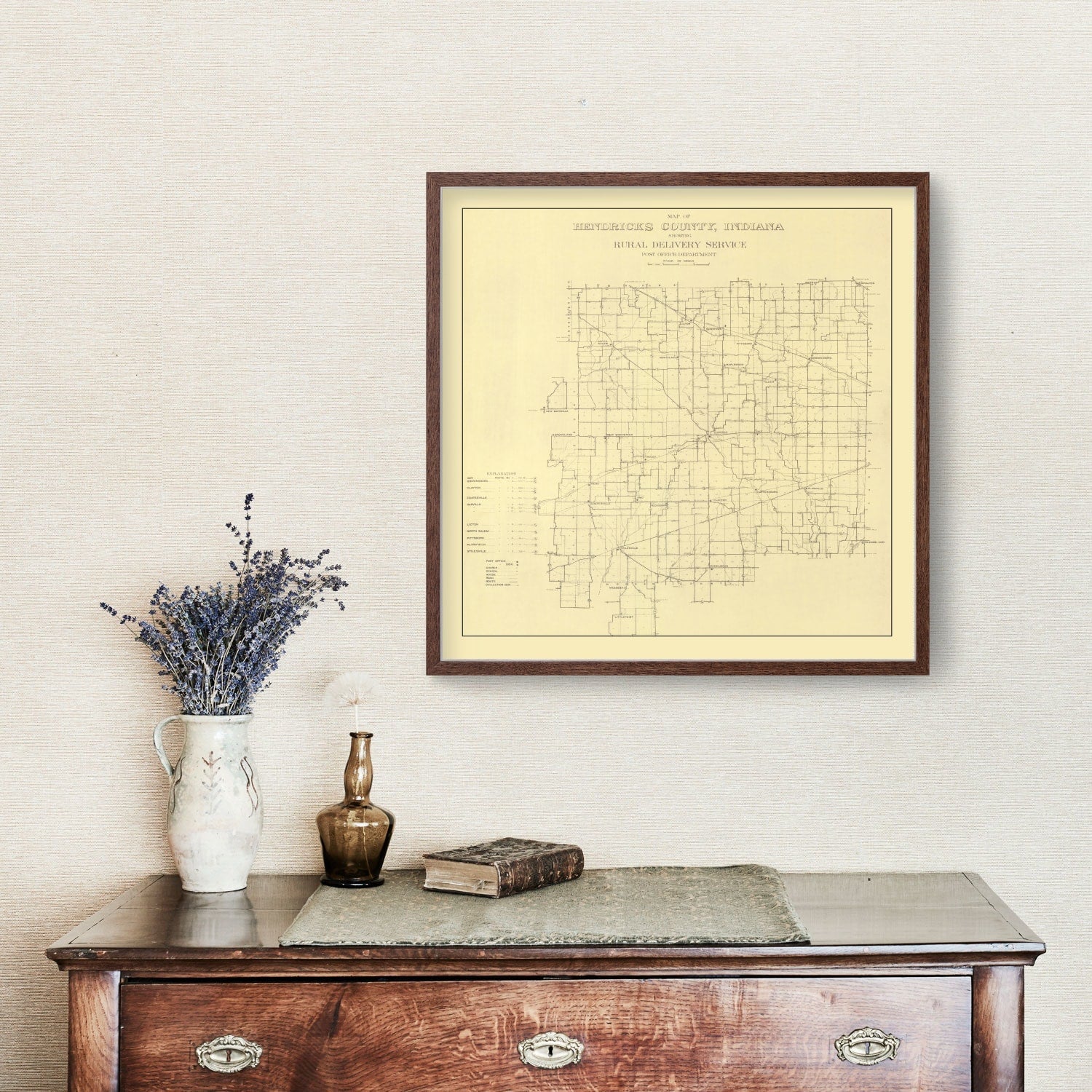 Vintage Map of Hendricks County, Indiana 1911