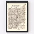 Vintage Map of Jennings County, Indiana 1935