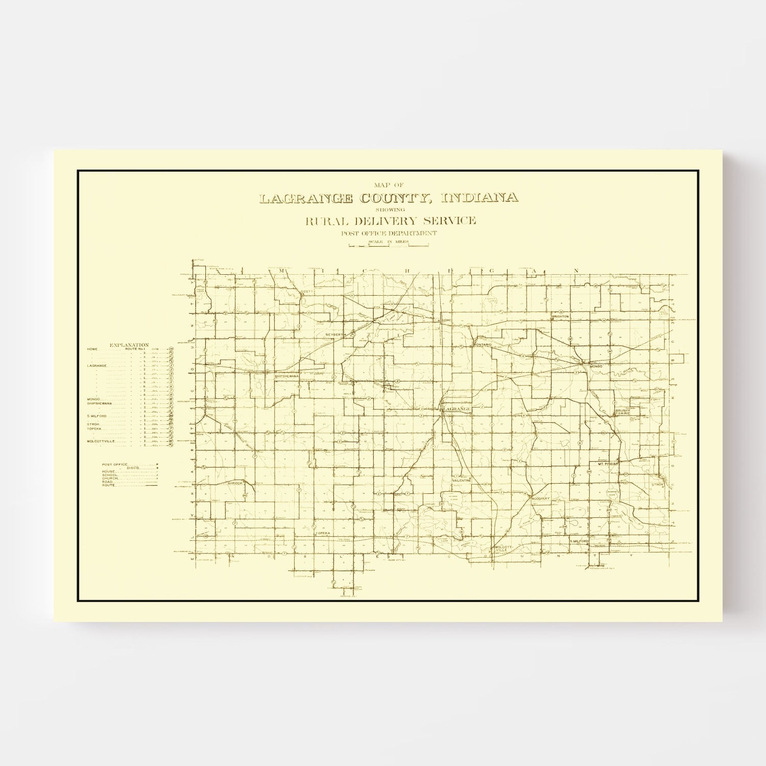 Vintage Map of LaGrange County, Indiana 1909