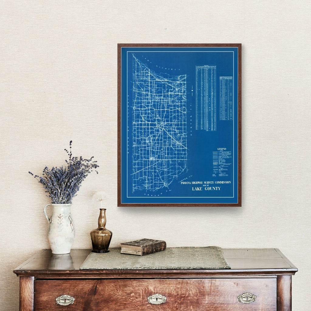 Vintage Map of Lake County, Indiana 1936