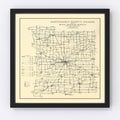 Vintage Map of Montgomery County, Indiana 1912